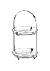 Leonardo Etagere , Glas , rund , 33.00x5.50x19.50 cm , Tragegriff, zerlegbar , Geschirr, Tischkultur & Serviergeschirr, Etageren