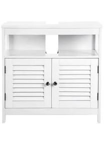 Mid.you Waschbeckenunterschrank , Weiß , Metall , 2 Fächer , 60x60x30 cm , Badezimmer, Badmöbel, Waschbeckenunterschränke