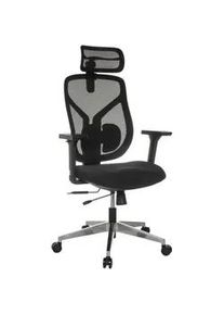 Mid.you Chefsessel , Schwarz , Textil , Drehkreuz , 70x123 - 146x65 cm , inklusive Armlehnen, ergonomische Rückenlehne , Büromöbel, Bürostühle, Chefsessel