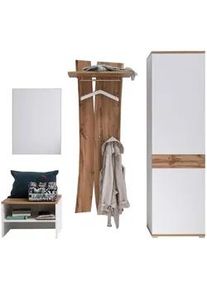 MCA furniture Carryhome Garderobe , Weiß, Eichefarben , Holzwerkstoff , 4-teilig , 210x205x40 cm , Garderobe, Garderoben-sets & Serien, Garderoben-sets