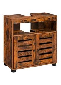 Mid.you Waschbeckenunterschrank , Braun, Schwarz , Metall , 3 Fächer , 60x63x30 cm , Badezimmer, Badmöbel, Waschbeckenunterschränke