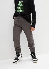 bonprix Spodnie ocieplane chłopięce z gumką w talii, Regular Fit, szary, 170