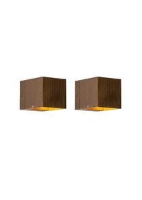 Qazqa 2 db intelligens fali lámpa készlet sötét bronz 8 cm WiFi-vel G9 - Transfer