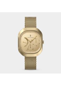 Orologio Classico Multifunzionale da Donna - Oro - Cassa rettangolare in acciaio chirurgico, Vetro minerale indurito con zaffiro, Cinturino in maglia