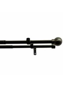 Gardinia Golyó dupla széthúzható karnis szett, 16/19mm fekete nikkel, 200 - 350 cm, gyűrűk nélkül., 200 - 350 cm