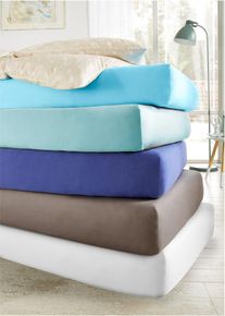 Jersey hoeslaken - wit - maat 150x200 cm - 100% katoen - bonprix
