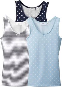 Hemd (set van 3) - blauw - maat 104/110 - met katoen - bonprix