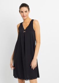 Nachtjapon met viscose - zwart - maat 56/58 (3XL) - met katoen - bonprix