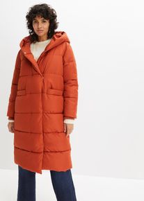 Lange gewatteerde oversized jas met capuchon van gerecycled polyester - bruin - maat 46 - bonprix