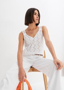 Top met broderie anglaise - wit - maat 48/50 (XL) - bonprix