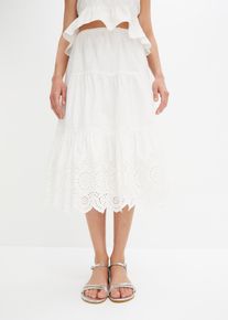 Strokenrok met broderie anglaise - wit - maat 42 - met katoen - bonprix