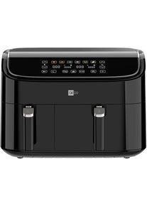 Aeco A900001 DUO Heißluft-Fritteuse Airfryer 9l 2850W Doppelkammer Timerfunktion Antihaftbeschichtung schwarz