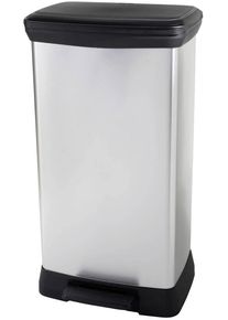 curver 254620 Deco bin metalics Mülleimer Abfalleimer Abfallentsorgung 46 Liter 407x749x307mm silber schwarz