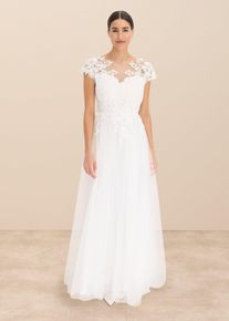 Brautkleid aus zartem Tüll mit Spitze, weiß, Größe 48, bonprix