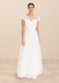 Brautkleid aus zartem Tüll mit Spitze, weiß, Größe 46, bonprix