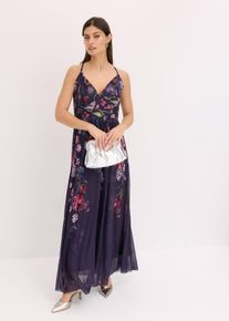 Maxikleid aus zartem Tüll mit Trägern, blau, Größe 34, bonprix