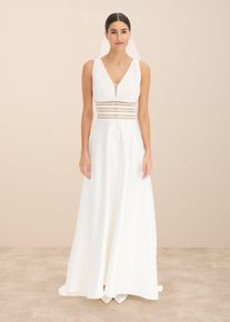 Brautkleid aus glänzendem Satin mit Spitze, weiß, Größe 38, bonprix