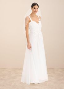 Brautkleid aus zartem Tüll mit Spitze, weiß, Größe 42, bonprix