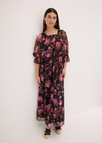 Chiffon-Maxikleid, schwarz, Größe 52, bonprix