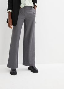 Bundfaltenhose mit hohem Bequembund, grau, Größe 50, Viskose, bonprix