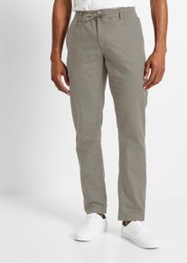 Regular Fit Chinohose mit Leinen Straight, grau, Größe 64, Leinen, bonprix
