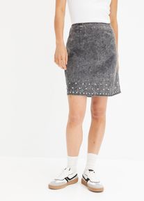 Jeansrock mit Nieten - grau - Größe 32 mit Baumwolle- bonprix