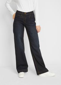 Wide Leg Jeans Mid Waist Bequembund - blau - Größe 48 mit Baumwolle- bonprix