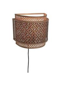 Good & Mojo Wandleuchte , Naturfarben, Schwarz , Holz , Bambus , 16x27x32 cm , LED-Leuchtmittel austauschbar , Lampen & Leuchten, Innenbeleuchtung, Spots & Strahler, Wandstrahler