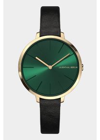 Women's Watch - Gold - Surgical steel case, Sapphire-hardened mineral glass, Black Leather Strap - 30mm , Miyota Quartz Movement - Lilienthal Berlin