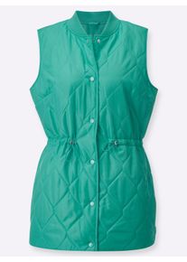 Dames Lange bodywarmer met verstelbare taille in blauwgroen ,maat 40, WITT, 100% Polyester