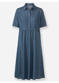 Damen Jeanskleid mit Druckknöpfen in blue-bleached ,Größe 46, WITT, 100% Baumwolle