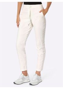 Heine Damen Röhrenhose mit Crinkle-Effekt in ecru ,Größe 34, Witt, 77% Viskose, 20% Polyamid, 3% Elasthan