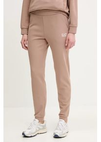 EA7 Emporio Armani pantaloni de trening culoarea maro, cu imprimeu, AF10443.7W000075