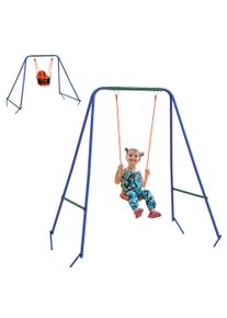 Outsunny Nursery Swing Set: 2-in-1 Metal Frame with Cosy Seat & Safety Belt, Vibrant Orange Hue | Aosom Ireland