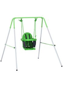 Outsunny Steel Nursery Swing with Safety Seat Belt Support Back Green | Aosom Ireland