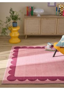 Tapis poil ras Frame Fuchsia 120x170 cm - Tapis poil court design moderne pour salon