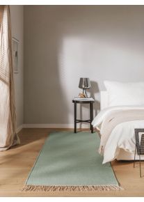 Tapis poil ras Liv Vert clair 70x200 cm - Tapis poil court design moderne pour salon