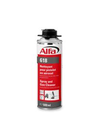 ALFA 1x Nettoyant pour pistolet mousse polyuréthane | 500 ml | Nettoyant aérosol mousse PU avec vanne pulvériseur et raccord pour pistolet
