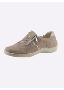 Waldläufer Dames veterschoen in beige ,maat 4,5, Witt, 94% Nubuckleer, 6% Glad leer