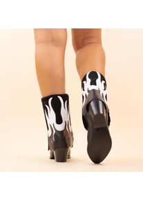 DWRS Label Laarzen 78 barbados black white dames leer