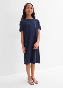 bonprix Vestido de punto de mezcla de algodón orgánico elástico, azul, 140/146