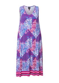 Ulla Popken Dames Jurk blauw / lila / rood / wit 42-44