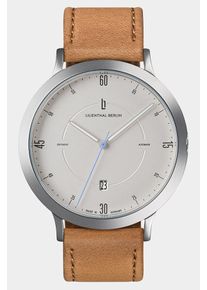 Men's Automatic Watch – Silver - Brushed Steel Case, Sapphire Glass, Leather Strap - 38h Power Reserve, 42mm , Swiss Automatic Movement - Lilienthal