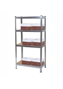 Schwerlastregal HWC-D67, Werkstattregal, 160x80x40cm Traglast bis 320kg mit 6x Aufbewahrungskorb HWC-C21 ~ verzinkt
