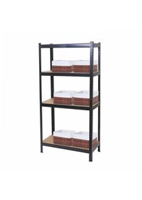 Schwerlastregal HWC-D67, Werkstattregal, 160x80x40cm Traglast bis 320kg mit 6x Aufbewahrungskorb HWC-C21 ~ schwarz