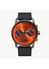 deTomaso Men's Watch - Silver Orange - Chronograph, case made of surgical steel, sapphire-hardened mineral glass, Plastic Strap, 42mm diameter, Japanese quartz