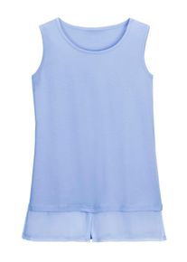 Dames 2-in-1-top met zijsplitten in bleu ,maat 38, WITT, 100% Katoen. Chiffon: 100% Polyester