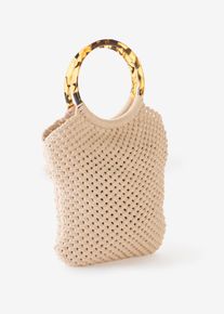 Makraméväska - beige - storlek 21x28 cm - bonprix