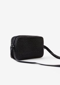 Axelremsväska med halmlook - svart - storlek 14x23,5 cm - bonprix