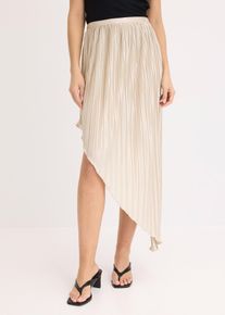 Plisserad kjol av glansig satin - beige - storlek 34 - bonprix